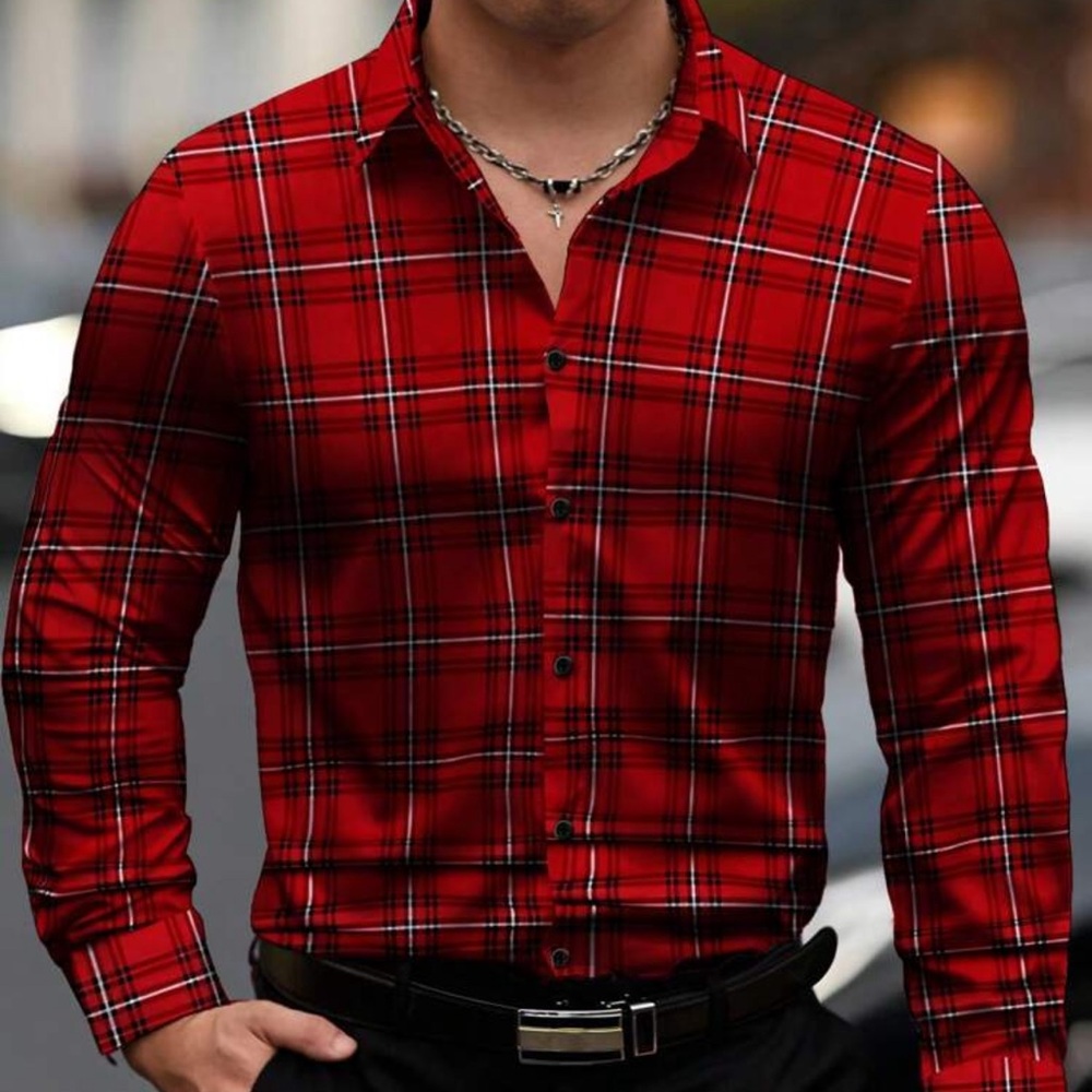 Manfinity Homme Loose Fit Men's Plaid Print Shirt